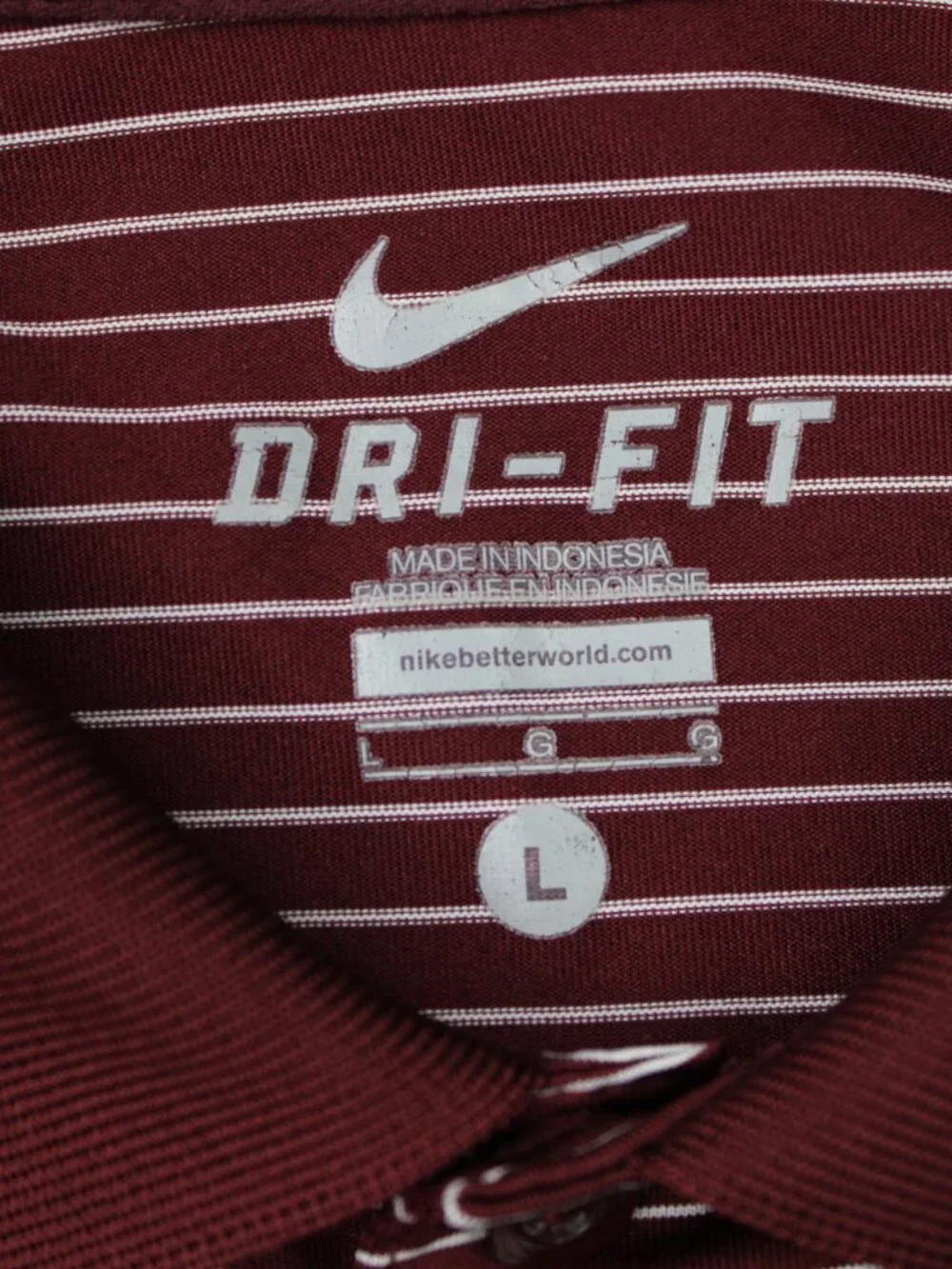 Nike Virginia Tech Hokies Polo Shirt Mens Large Red Dri-Fit Poly Short Sleeve